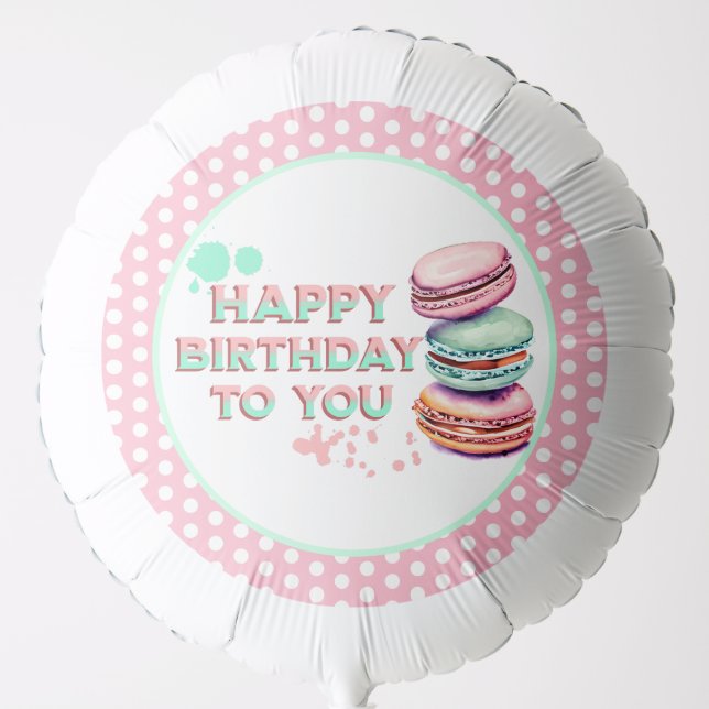Pink and Mint Green Macaron Themed Birthday Party Balloon (Front)
