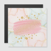 Pink and Mint Marble with Gold Glitter Brush Strok (Front/Back)