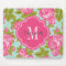 Pink and Mint Vintage Roses Monogram