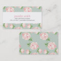 Pink and Mint Vintage Roses Pattern Calling Card | Zazzle