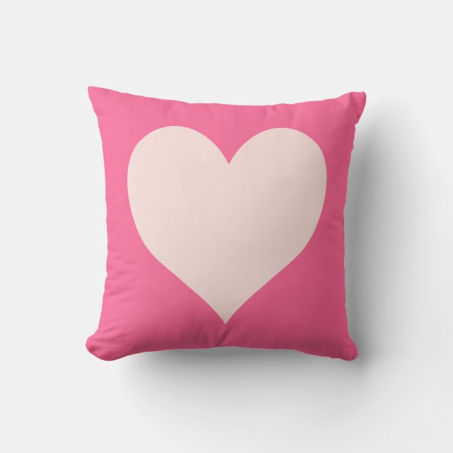 Pink and Misty Rose Heart Throw Pillow (Front)