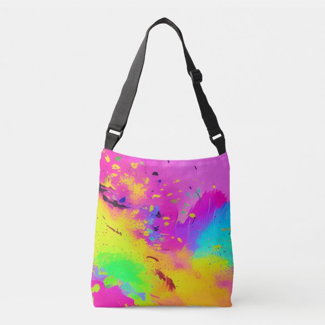 Pink And More Abstract Splash Paint Crossbody Bag (Front)