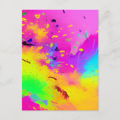 Pink And More Abstract Splash Paint Postcard