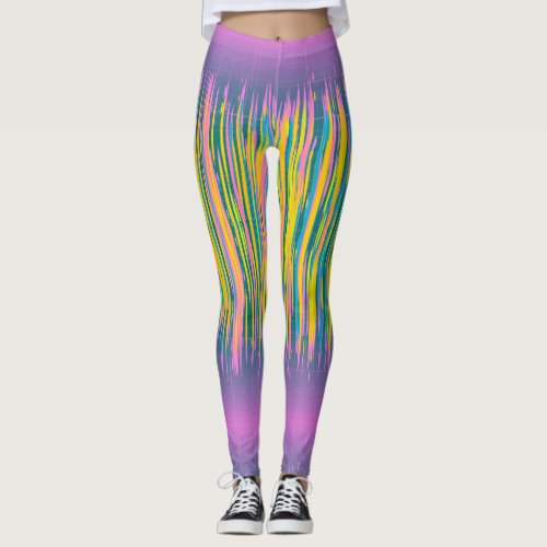 Pink and Multicolored Bright Stripes Leggings