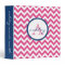 Pink and Navy Blue Chevron Monogram Binder
