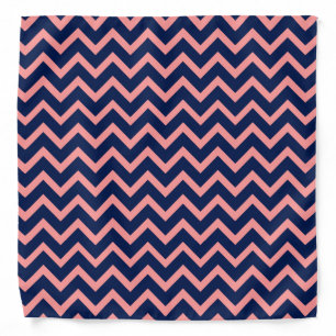 Pink And Navy Blue Chevron Zigzag Pattern Bandana