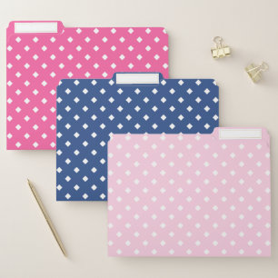 Pink and Navy Blue Diamond Dots Pattern File Folder