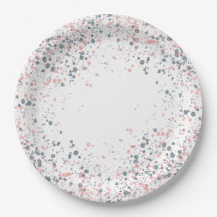 Pink and Navy Blue Splatter Paper Plates