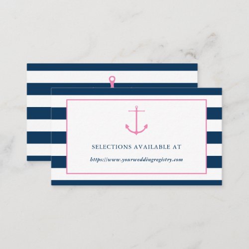 Pink and Navy Nautical Bridal Shower Registry Card