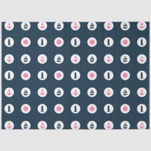 Pink and Navy Nautical Series Design 8 Tissue Paper