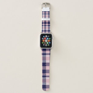 Pink and navy Plaid, checkered, tartan seamless Apple Watch Band