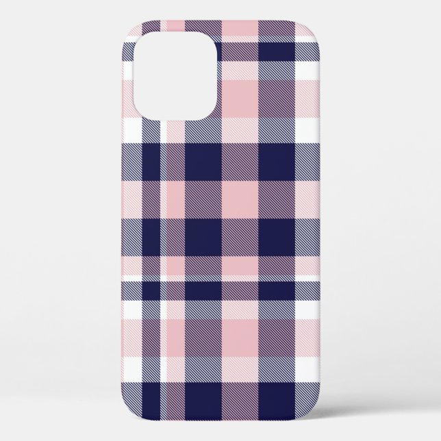 Pink and navy Plaid,  checkered,  tartan seamless  Case-Mate iPhone Case (Back)