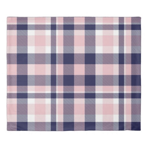 Pink and navy Plaid  checkered  tartan seamless  Duvet Cover