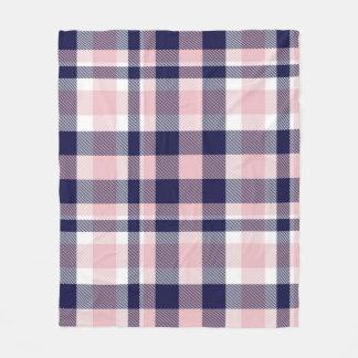 Pink and navy Plaid, checkered, tartan seamless Fleece Blanket