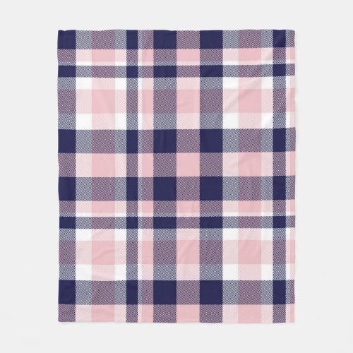 Pink and navy Plaid  checkered  tartan seamless  Fleece Blanket