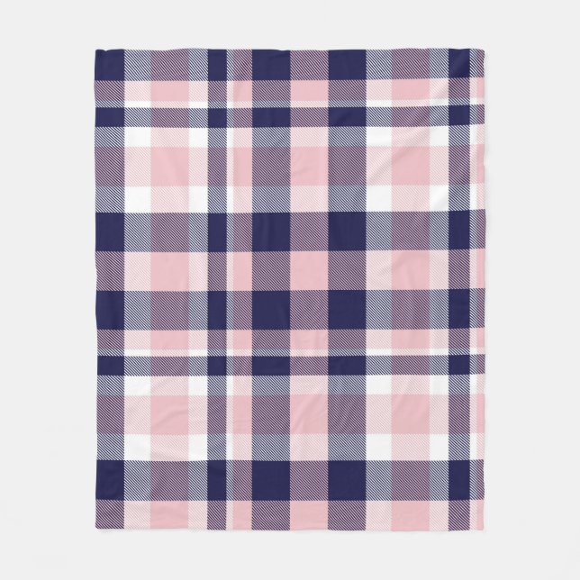 Pink and navy Plaid,  checkered,  tartan seamless  Fleece Blanket (Front)