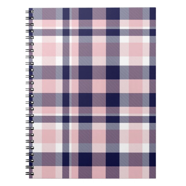 Pink and navy Plaid,  checkered,  tartan seamless  Notebook (Front)