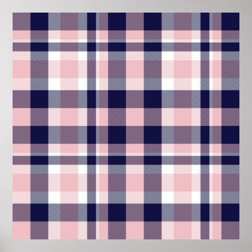 Pink and navy Plaid  checkered  tartan seamless  Poster