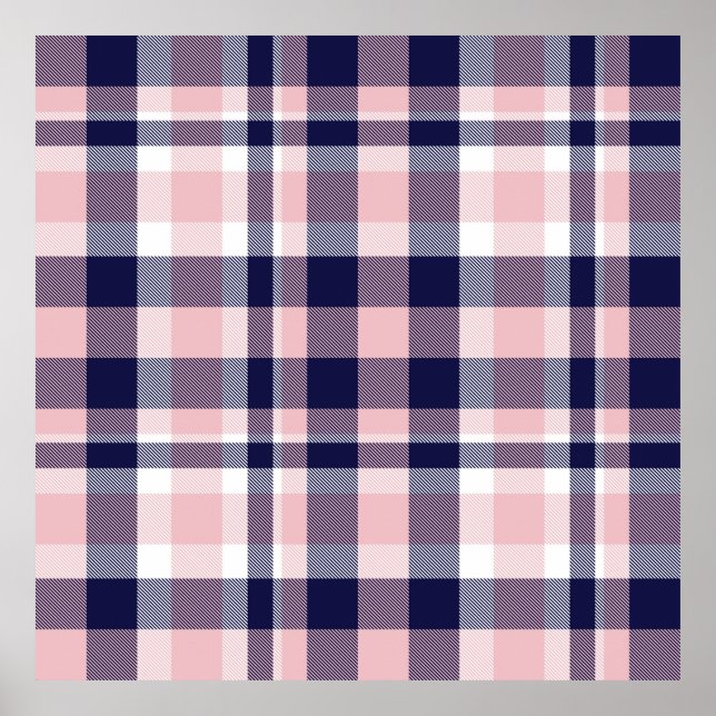 Pink and navy Plaid,  checkered,  tartan seamless  Poster (Front)