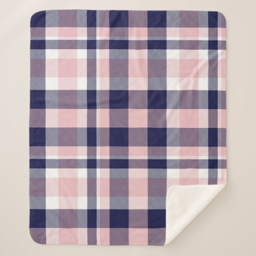 Pink and navy Plaid  checkered  tartan seamless  Sherpa Blanket