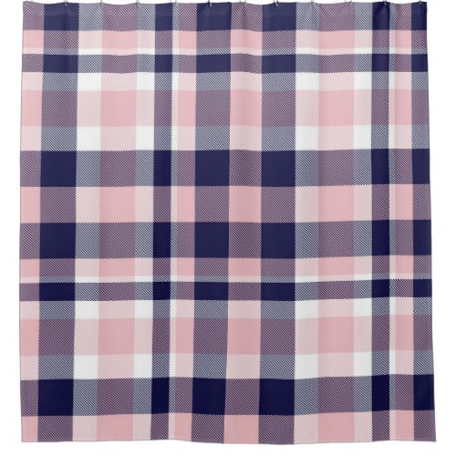 Pink and navy Plaid  checkered  tartan seamless  Shower Curtain