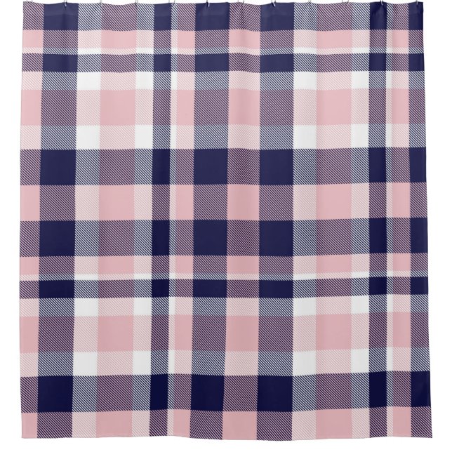 Pink and navy Plaid,  checkered,  tartan seamless  Shower Curtain (Front)