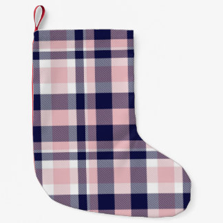 Pink and navy Plaid, checkered, tartan seamless Small Christmas Stocking