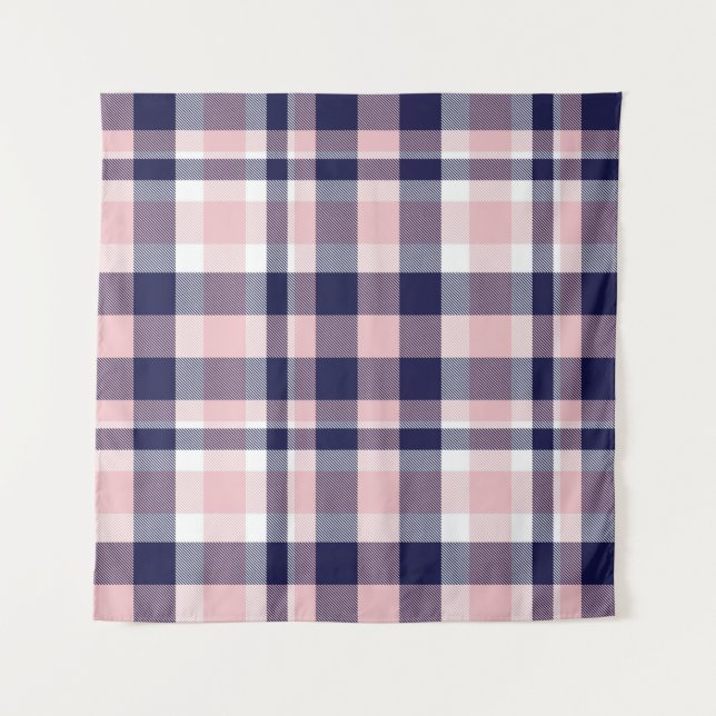 Pink and navy Plaid,  checkered,  tartan seamless  Tapestry (Front)