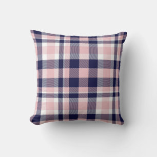 Pink and navy Plaid,  checkered,  tartan seamless  Throw Pillow