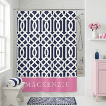 Pink and Navy Trellis Monogram