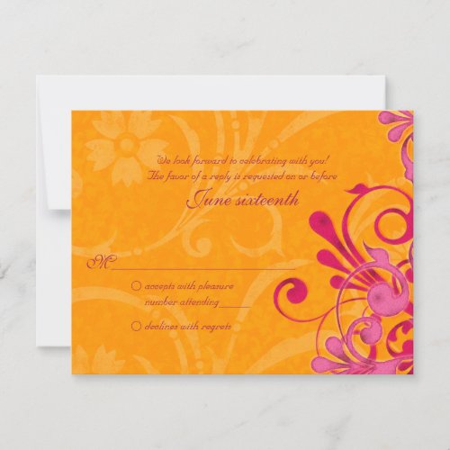Pink and Orange Abstract Floral Response Card Invite