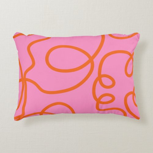 Pink And Orange Abstract Lines Brush Strokes Accent Pillow