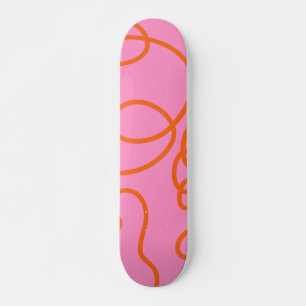 Pink And Orange Abstract Lines Brush Strokes Skateboard