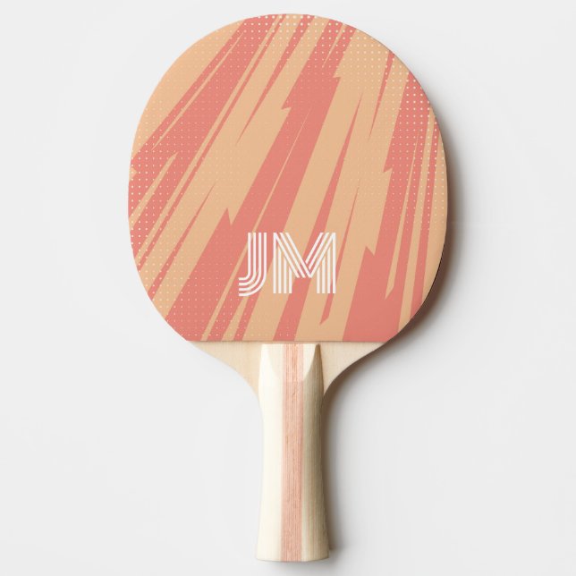 Pink and orange abstract retro design ping pong paddle (Front)