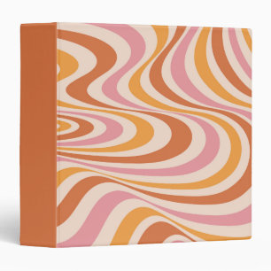 Pink and orange abstract swirl design 3 ring binder