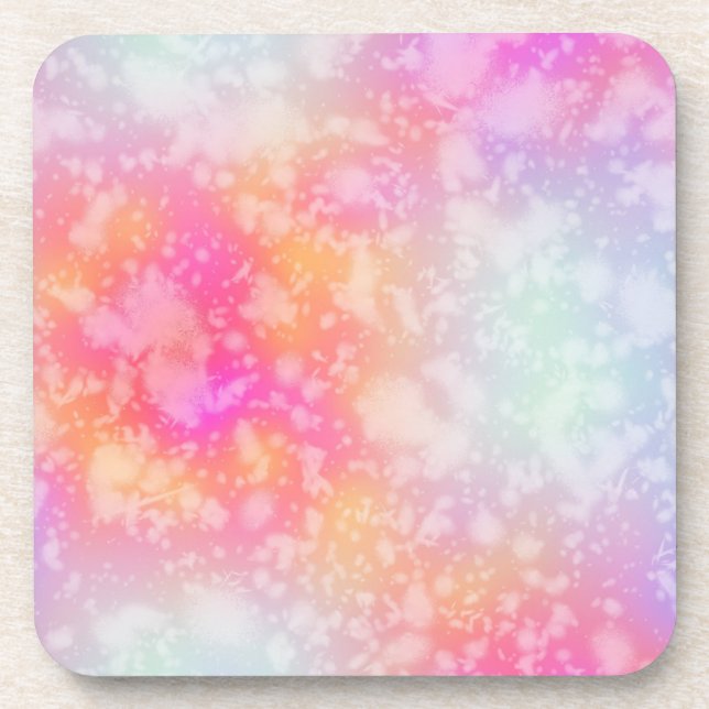 Pink and Orange Abstract Watercolor Background Drink Coaster (Front)