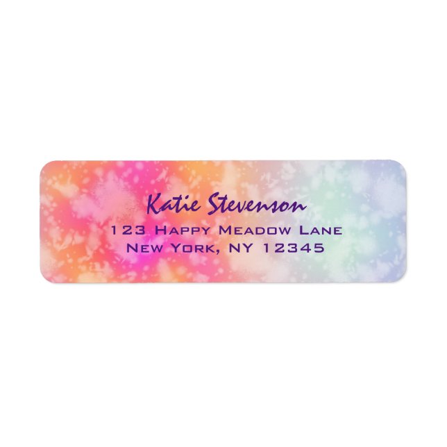 Pink and Orange Abstract Watercolor Background Label (Front)