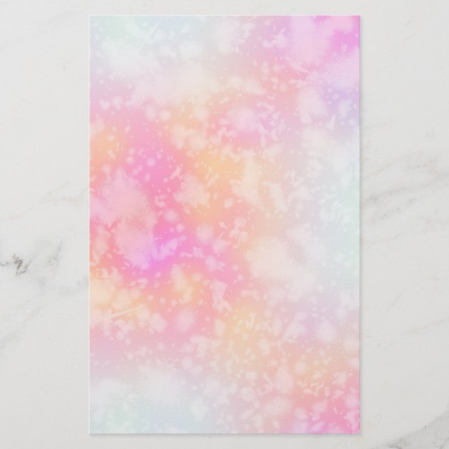 Pink and Orange Abstract Watercolor Background Stationery (Front)