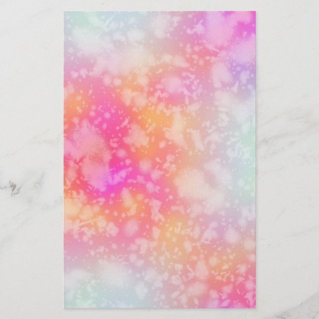 Pink and Orange Abstract Watercolor Background Stationery (Front)