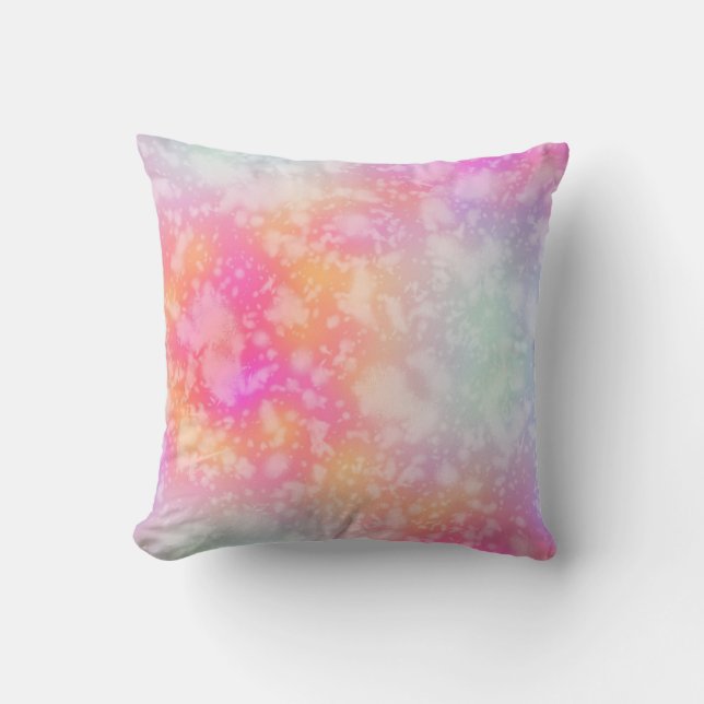Pink and Orange Abstract Watercolor Background Throw Pillow (Front)