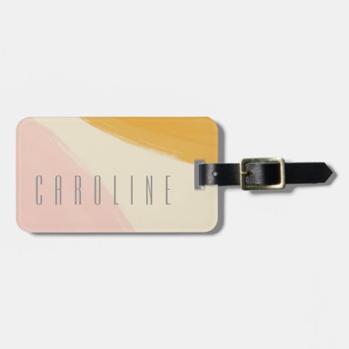 Pink and Orange Abstract Watercolor Modern Name Luggage Tag
