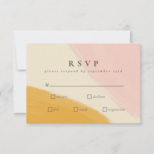 Pink and Orange Abstract Watercolor Wedding RSVP Card