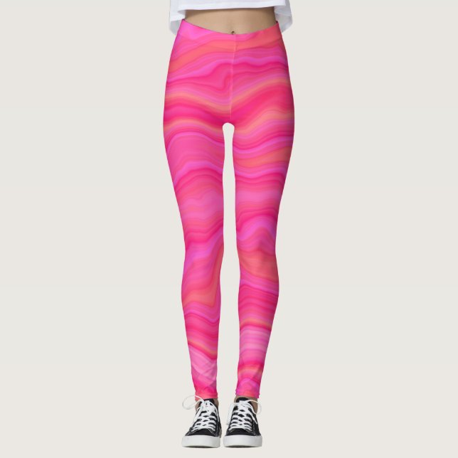 Pink and Orange Agate Layers Leggings (Front)