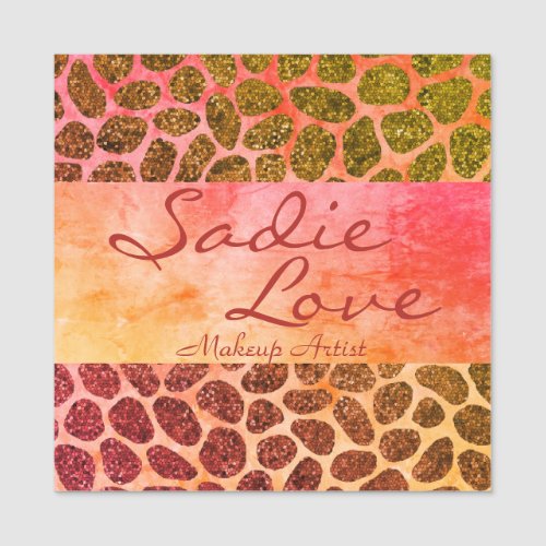 Pink and Orange Animal Print Name Tag