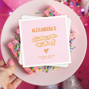 Pink and Orange Beach Bachelorette Party Napkins