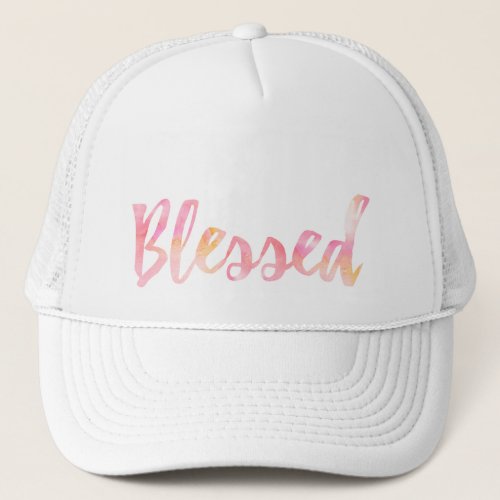 Pink and Orange Blessed Positive Attitude Trucker Hat