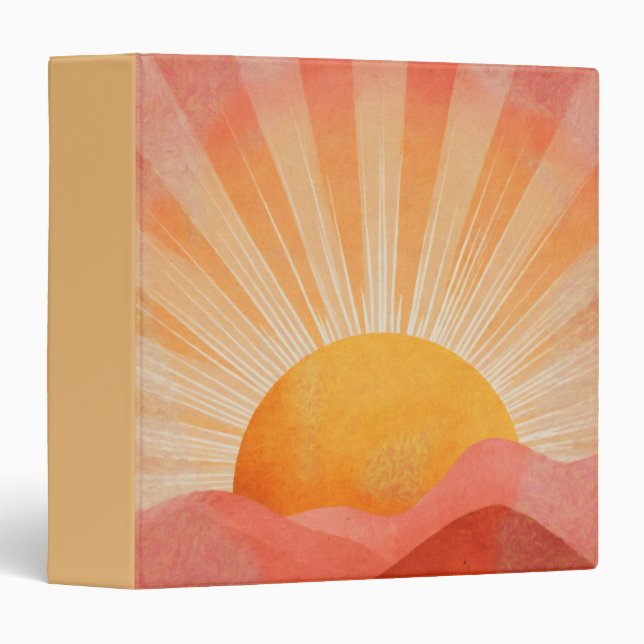 Pink and Orange Boho Sunrise 3 Ring Binder (Front/Spine)