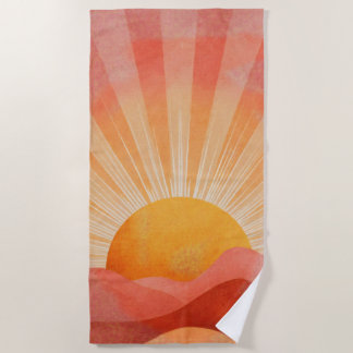 Pink and Orange Boho Sunrise Beach Towel