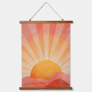 Pink and Orange Boho Sunrise Hanging Tapestry