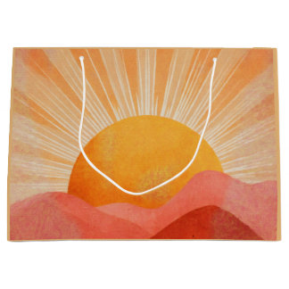 Pink and Orange Boho Sunrise Large Gift Bag